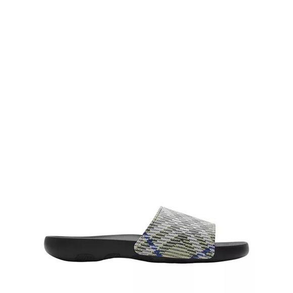 BNWT Burberry Archive Check Men's Sandals Slides In Lichen Grey Size 43 US 10 - Picture 2 of 9